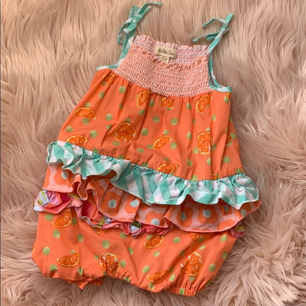 Matilda Jane peachy orange bubble romper